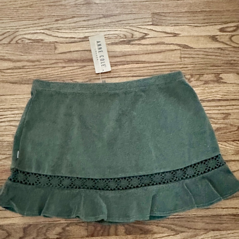 Anne Cole Locker Green Mini Skirt with Lace Detail